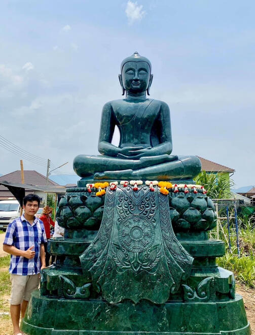พระประธาน63นิ้วพร้อมฐานสูง หินเขียวอินเดีย